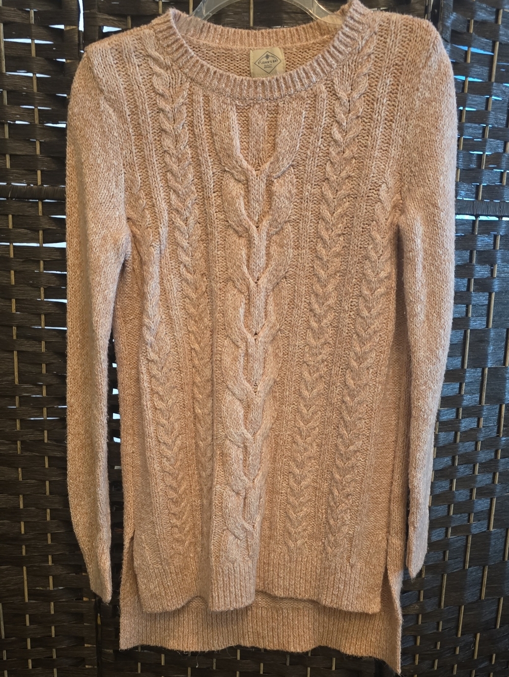 St Johns Bay Womens Cozy Cable Knit Sweater Tunic, Blush Pink, Large, EUC